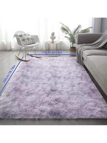 1pc Soft & Fluffy Rectangular Area Rug, Thick Shaggy Carpet For Bedroom, Living Room, Home Decor, Anti-Slip & Anti-Fall - Pinkish-purple - View 18