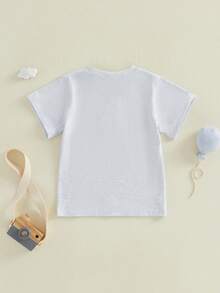 Camisetas casuales de manga corta para bebés y niñas, camisetas bordadas para hermanos mayores y hermanas mayores, camisetas sueltas a juego para hermanos, ropa de verano - Azul - Ver 5
