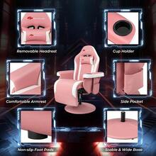 ccPOWERSTONE - Silla reclinable ajustable para juegos de masaje con soporte para tazas reposapiés sofá sala de estar sala de cine en casa con bolsa lateral color rosann - Rosado - Ver 4