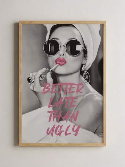 1pc, Canvas Wall Art, Framed Wall Decor, "Better Late Than Ugly" Poster, Vintage Movie Poster, Wall Decoration, Classic Film Art, Home Decor, Movie-Themed Wall Art, Home Decor, Room Decor, Dorm Decor, Bedroom Decor, Living Room Decor, Bathroom Decor, Kitchen Decor, Holiday Gift