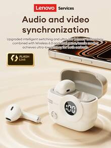 Lenovo LE233 Bluetooth Earphones, Half In-Ear Design, LED Power Display, ENC Smart Noise Cancellation, Bluetooth 6.0, HIFI Surround Sound For Music, Low Latency For Gaming, Long Battery Life, Comfortable Fit, Suitable For Smartphones, Computers, Holiday Gifts - Beige - View 6