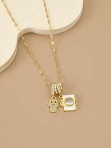 1 chiếc mặt dây chuyền hình máy ảnh bằng thép không gỉ đính đá Cubic Zirconia thời trang dành cho nữ, trang sức vàng, trang sức nữ, mặt dây chuyền độc đáo, dây chuyền vàng, trang sức thép không gỉ, kỳ nghỉ hè, mặt dây chuyền vòng tay, quà tặng cho người yêu, bạn bè, ngày Valentine - Máy ảnh lòng bàn tay - Xem 2