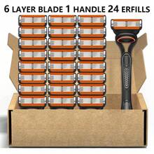48-Piece Men's Razor Blade Replacement Set With Handle - Ultra Sharp Stainless Steel Blades For Smooth Shaving, Works With Standard Razor Handles, Bulk Disposable Blades Face Head Body Shaving - 24-piece Set - View 6