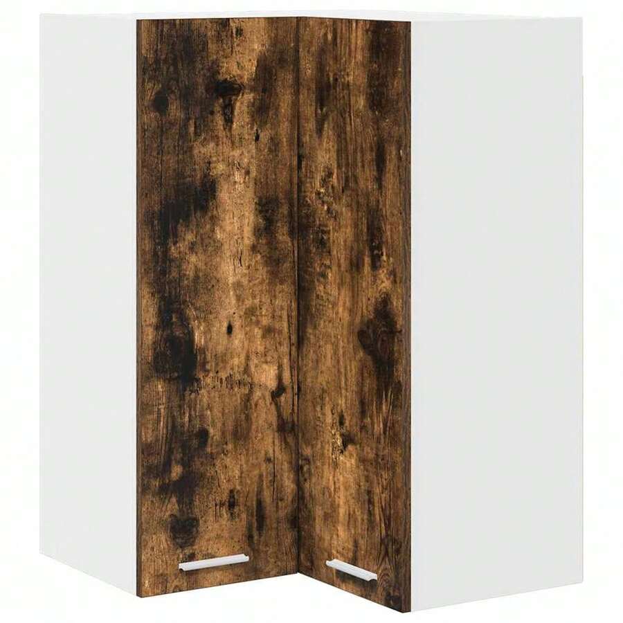 vidaXL Wandkleiderschrank, Geräucherte Eiche und Weiß, 57 x 57 x 80 cm - Braun - Übersicht 1
