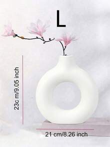 1pc White Plastic Round Vase Decor, Artificial Dried Flower Vase, Artistic Floral Arrangement Vase, Minimalist Living Room & Exhibition Hall Decor, Ramadan Eid Gift, Birthday Graduation Ceremony Home Decoration Glass Vase - Black - View 11