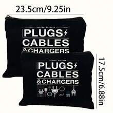 1pc Black Lightweight Portable Electronic Cable Organizer Bag, Multi-Functional Travel Cable Organizer With Mesh Pocket, Lipstick Holder, Red & Gray Fabric Design, Compact & Portable, Can Store Chargers, Power Banks, Cables, Small Tools, Multi-Purpose Organizer Pouch With Zipper
