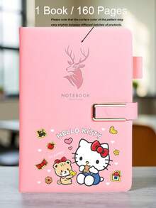 Sanrio 1本Hello Kitty卡通笔记本，软封面，带扣环和磁扣，防水设计，适合办公和学习，动漫主题记事本 - 彩色 - 查看 8