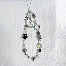 1条时尚串珠手机挂绳，星形串珠配件，适用于手机、相机、耳机，个性化装饰礼品 - 銀色 - 查看 1