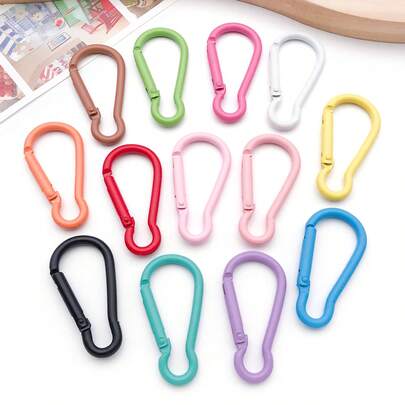 5个彩色小号登山扣弹簧钩，适合露营、徒步旅行，金属夹可用于制作珠宝、DIY钥匙扣、工艺品配件
