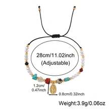 1pc Women's Bracelet With Faux Pearl, Colorful Beads, And Virgin Mary Pendant, Minimalist Luxurious Design - Multicolor - View 3