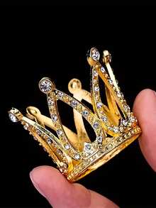 1 pièce Couronne dorée pour gâteau, 3 options de couleur, coiffe vintage pour décoration de gâteau, couronne complète à 3 couleurs, décoration de gâteau avec couronne, cadeau d'anniversaire, convient pour photos de gâteau de reine/princesse, fournitures de fête, utilisable pour mariage, anniversaire, cadeau, événements de mode, usage polyvalent - Doré - Voir 7