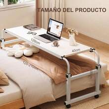 Escritorio para Cama con Ruedas Mesa Ajustable de 120*40cm Altura 53 92cm y Ancho Extensible hasta 2.1m Escritorio Altura Ajustable Minimalista para Laptop y Oficina en Casa Blanco - Multicolor - Ver 6