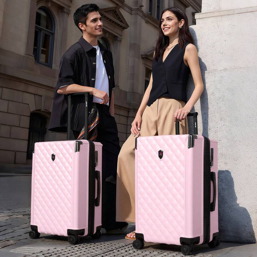NEW YORK XPRESS Suitcase 20"/24"/28",Expandable Hardside W/Double Spinner Wheels&TSA Lock,Carry On Luggage Travel Suitcase,Student Suitcase For Back-To-School Season - 粉色 - 查看 1