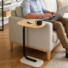 Mesa Auxiliar En Forma Mesa De Centro Modernas, Mesa Auxiliar De Acero Inoxidable Para Sala Y Recámara, Mesita De Noche Para Espacios, Alto 60 Cm - Albaricoque - Ver 8