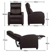 ccSilla reclinable de piel sintética para sala de estar sofá individual asiento de cine en casa color marrónnn - como en la foto - Ver 3