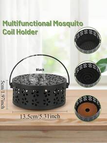 1个悬挂式蚊香架，复古金色鸟笼香炉，适用于户外露营庭院，防锈金属装饰，家居花园礼品（多种款式可选） - 彩色 - 查看 6