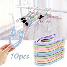 10 Portable Folding Hangers With Non-Slip Grips - Durable Plastic, Space-Saving Design, Suitable For Travel And Home Use, Many Colors (Pink, Blue, Green, Yellow, Purple), Hangers, Travel Essentials, Compact Storage, Sturdy Construction, Small Space Living, Hangers, Hangers Folding Hangers Folding Hangers Folding Hangers Travel Hangers Folding Hangers Travel Hangers Folding Hangers For Luggage Folding Hangers Portable Hangers Folding Hangers - 各種顏色 - 查看 1