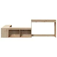 vidaXL Table de chevet avec bureau 222x107x75 cm bois de pin massif - Tabac - Voir 4