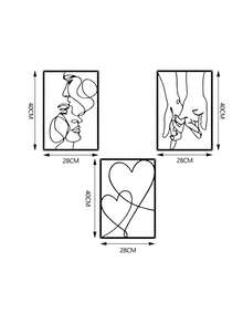 1 Set Metal Minimalist Line Wall Decor, Valentine's Day Kissing Hands Metal Wall Art, Modern Aesthetic Hanging Wall Decoration, Summer Birthday Gift, Wedding, Beach, Back To School, Study Supplies, Room Decor - Black - View 7