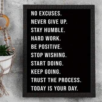 1 st, valfri ram, motiverande väggkonstposter - Positiva citat för kontor, gym, heminredning - Inspirerande present - Upplyftande väggkonst - Väggkonst med entreprenörstema