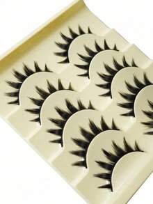 5 Pairs Thick Mini Devil Style False Eyelashes, Extra Long & Dense, Sturdy Lashes To Lift & Enhance Eyes, For COSPLAY PARTY - Fluffy Lashes - View 2