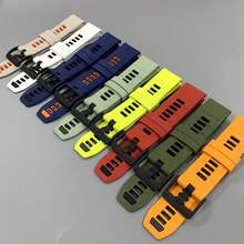 1条22mm/26mm QuickFit双色软硅胶替换表带，兼容Garmin Fenix 8 Pro 47mm/51mm、Fenix E 7X/7/6X/6/5/5X Plus、Quatix 8、Tactix 7/8、Forerunner 970/965/955/945、Instinct 3/2X/Enduro 3/Epix Gen 2/D2/Bravo，可调节，适合户外运动 - 黑 紅 - 查看 10