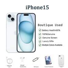 Apple 二手苹果 iPhone 15 OLED 平面屏幕，6.1 英寸，128GB/256GB，成色良好，双卡双待，运行流畅，轻巧便携，适合健身和听音乐的备用手机 - 藍色 - 查看 8