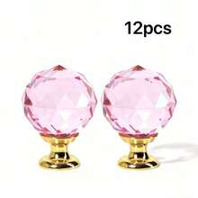 10pcs 30mm Round Crystal Glass Knobs - Gold Plated Cabinet Hardware, Drawer, Cupboard, Wardrobe Door, Dresser Pulls, Suitable For Bedroom, Home, Room Decor - Multicolor - View 27
