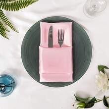 12/16/24pcs Satin Finish Napkins, 18.9*18.9 Inches, Decorative Napkins, Square Napkins, Silky Elegant Wedding Napkins, Suitable For Restaurants, Banquets, Graduations, Valentine's Day, Birthday Parties, Weddings, Newlyweds, And Other Tabletop Decor (Multiple Colors Available) - Multicolor - View 7