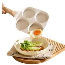 Poêle antiadhésive multifonction à 4 trous, convient pour cuisinière à gaz et plaque à induction, poêle divisée 3-en-1, idéale pour la cuisson du petit-déjeuner, des œufs, du bacon et des fruits de mer - Multicolore - Voir 4