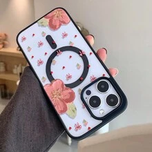 Patrón floral, carcasa de teléfono simple y de moda, compatible con iPhone 11 / 12 / 13 / 14 / 15 / 16 / Pro / Max y Galaxy plus / Pro / S22 / S23 / S24 / s25 / ultra / fe. Muy adecuado como regalo de vacaciones, regalo de San valentín. - Negro - Ver 6