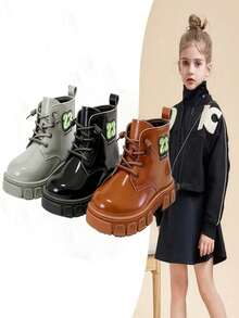 Botas Infantiles Exclusivas para Niñas: Diseño Fashion con Número 23 + Forro Cálido y Suave, Suelas Anti-deslizantes y Resistentes al Agua, Perfectas para Niñas de 1 a 6 Años en Parques, Escuelas y Salidas Familiares - Gris - Ver 2