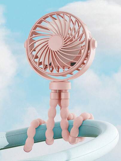 Octopus Baby Stroller Fan With Flexible Legs, 3 Speed USB Rechargeable Portable Fan, 360° Adjustable & Foldable Hands-Free Desk Fan, Low Noise With Night Light For Travel, Camping, Treadmill, Golf Cart, Office, Indoor & Outdoor Use