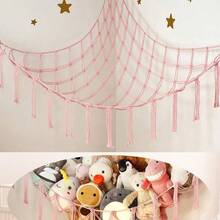 1件装大型波西米亚风毛绒娃娃网或吊床，毛绒娃娃吊床，毛绒娃娃收纳角落悬挂网架，流苏悬挂式吊床网毛绒娃娃收纳架，适合卧室使用