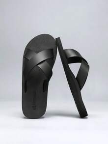 HISQIM Men's Yoga Mat Cross Strap Sandals Offer Arch Support And Comfortable Cushioning For Walking And Indoor/Outdoor Wear. - Black - View 2