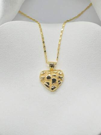 1 pieza Colgante con forma de corazón con textura de piedra floral de oro elegante y de moda, adecuado para hombres y mujeres, apto para uso diario, fiestas, reuniones, regalo ideal para el Día de San Valentín, Navidad, Halloween, aniversario, cumpleaños, novia, madre
