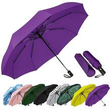 Windproof Travel Compact Umbrella-Automatic Umbrellas For Rain-Compact Folding Umbrella, Travel Umbrella Compact, Small Portable Windproof Umbrellas For Men Women Teenage. (Purple),42Inch-1Pack,Purple - Purple - 查看 1