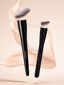 MAANGE 1/2/3件套扁平圆头粉底刷套装，带收纳盒，亲肤化妆刷旅行套装，女士及女孩礼物，包含粉底刷、遮瑕刷、腮红刷、修容刷、古铜粉刷、散粉刷等。