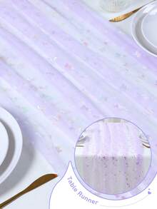 1Pc Purple Butterfly Organza Table Runner,Laser Butterfly Table Cover,75*180cm Mesh Gauze Silvery Stamping Butterfly Tablecloth,Butterfly Theme Birthday Party Supplies,Butterfly Party Decorations,Gender Reveal Party Decor,Wedding Accessories,Bridal Shower Favors,Babyshower Decorations,Engagement Banquet Decor,Kitchen Decor,Spring Decorations - Purple Butterfly - View 12