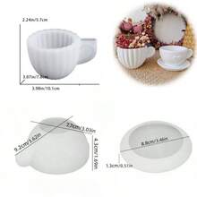 3pcs DIY Clay Molds - Striped Teacup + Heart Teacup + Coaster, Home Decor Accessories, Suitable For DIY Handcraft, Candle Holders, Jewelry Storage Cups