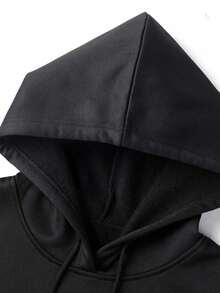 1pc Unisex Hoodie California USA Print Black Hoodie,Hoodies For Men Lightweight Polyester Material, Simple Print Drawstring Hoodie, Machine Washable, For Spring/Summer/Fall, Christmas, Halloween, Valentine's Day - 黑色 - 查看 3