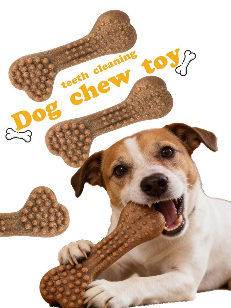 1个宠物磨牙玩具，适合大/中/小型犬磨牙和缓解无聊，逼真的骨头造型，室内/室外均可使用，有助于牙齿护理和缓解压力，宠物礼物