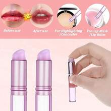 2PCS Silicone Nail Brush, Ombre Nail Brush, Silicone Lip Brush, Reusable Silicone Nail Chrome Applicator, Silicone Nail Brush Tools For Chrome, Ombre, French Nail, Lipstick, Concealer(Purple) - 1_ - 查看 3