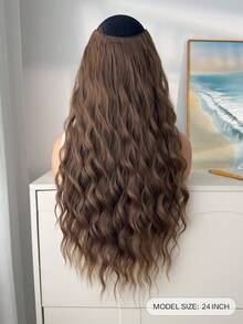 V-Clip Style Hair Extensions In Brown, Orange, White, Gradient Black, Brown, Gradient Wine Red, Gradient Brown, Gradient Black Gray, Multi-Color, 24 Inch Water Ripple Heat-Resistant Fiber Synthetic Hair Pieces, Suitable For Women's Christmas, Halloween, Music Festivals, Parties, And Daily Use - Two-Tone - View 4