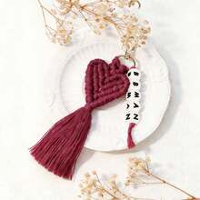 1 Stück personalisierter gewebter herzförmiger Namensanhänger, personalisierter Namensanhänger, herzförmiger Schlüsselanhänger, Brautjungferngeschenk, Hochzeitsparty Gastgeschenk, Valentinstag Geschenk - Gewebter Schlüsselanhänger - Übersicht 62