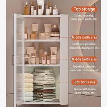 ccArmario de almacenamiento de esquina para baño con puerta acrílica armarios de pared para almacenamiento de cocina tablero impermeable sin pintura gabinete de despensa con puertas sobre el inodoronn - 252570cm9898276pulgadas - Ver 4