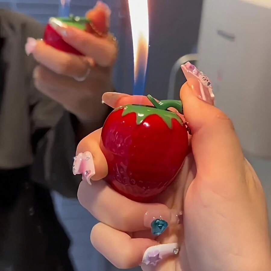 Creative Strawberry Lighter - Rechargeable Portable Gas Lighter With Vibrant Red Strawberry Design, Unique Gift For Men & Women (Butane Not Included), Strawberry Themed Items, Everyday Carry Item, Playful Design, Durable Construction - 紅色 - 查看 1
