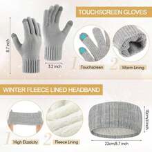 Breathffy 4 Pcs Winter Hat Scarf Gloves Headband Set Knit Beanie Touch Screen Gloves Long Scarf Xmas Gift For Women Men - ColorG - 查看 3