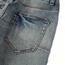 Vaqueros Masculinos High-Street con Rotos y Parches, Corte Slim Skinny Ahusado, Tejido Elástico Resistente y Estética Retro Envejecida - Azul - Ver 7