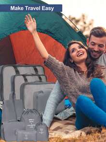 9pcs Portable Travel Organizer Bag Set - Easily Organize Your Clothes, Shoes And Underwear - Perfect For Suitcase And Travel Bag Packing. Slogan Pattern Travel Organizer Bags, Portable, Includes Shoe Bag, Suitable For School, College Dorm, Bedroom Decor, Student & Teacher Dorm Essentials. Organizer Bags, Clothes Storage, Travel Packing Set, Travel Essentials, Back To School Supplies. ,Travel Essential Bag - Multicolor - View 7